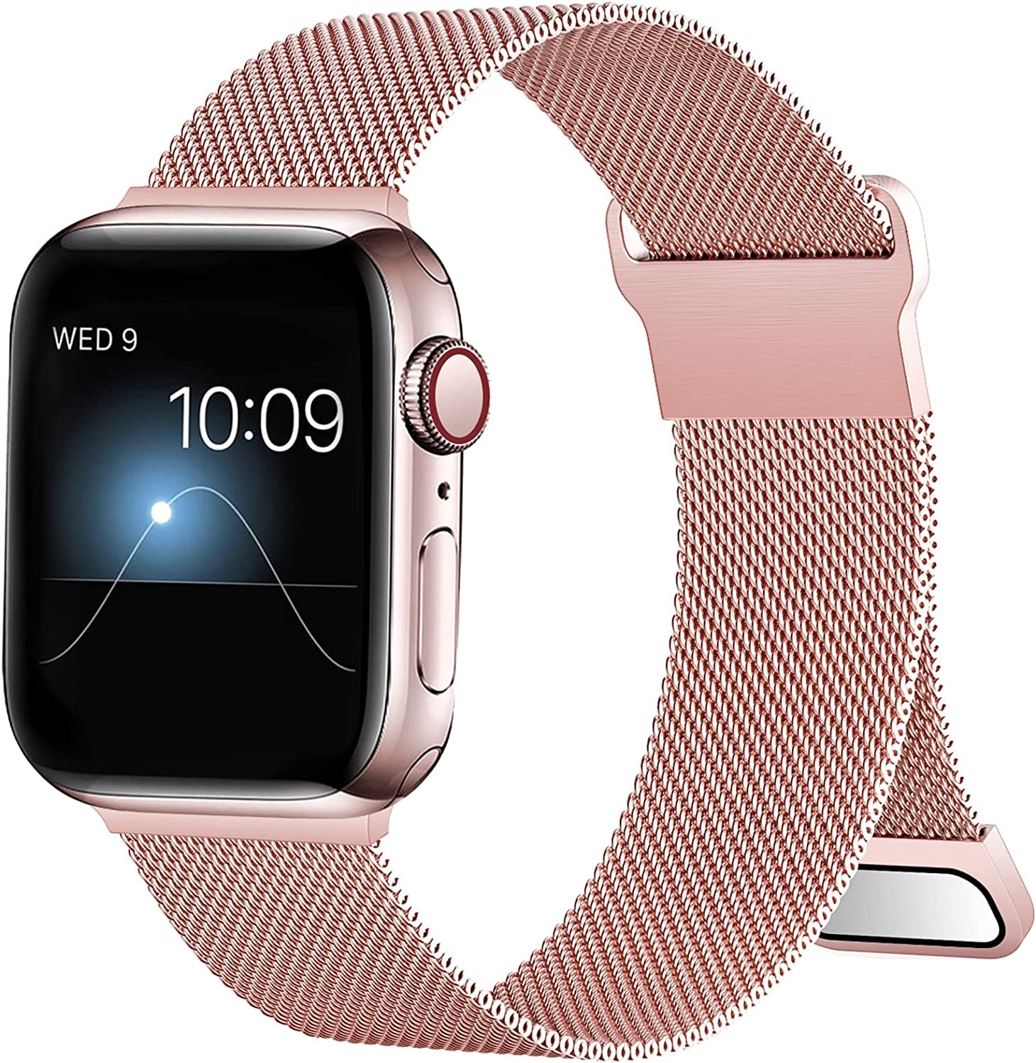 ZXCASD Metal Bands Compatible with Apple Watch Band 42Mm 44Mm 45Mm 49Mm Women Men,Silver Loop Adjustable Mesh Strap for Iwatch Series 8 7 6 5 4 3 2 1 SE Ultra  ZXCASD-20 Rose Pink 42mm 44mm 45mm 49mm 
