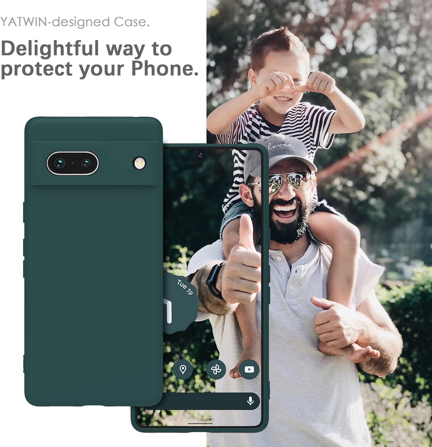 YATWIN Silicone Case for Google Pixel 7A 5G, Soft-Touch, Shockproof, Dustproof, Antiskid Full Body Armour Phone Cover for Google Pixel 7A 5G - Dark Green  YATWIN   