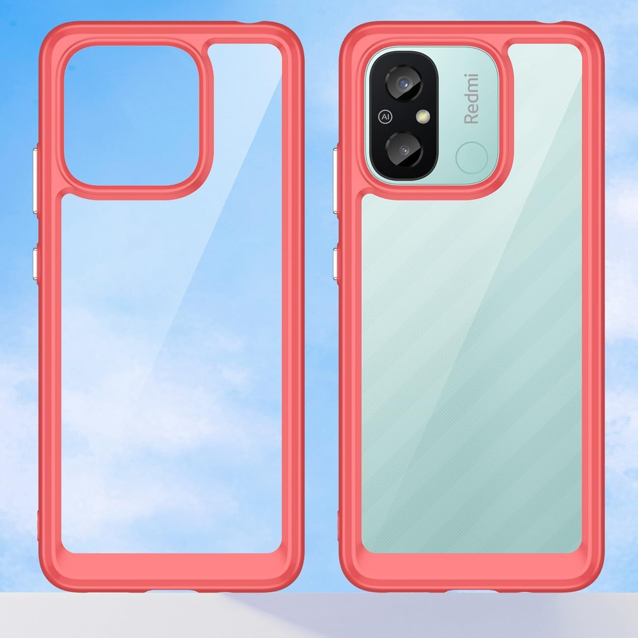 GTBDEKI Clear Case for Redmi 12C/Poco C55/Redmi 11A 22120RN86G Case with HD Screen Protector, Anti-Scratch Shockproof Clear Hard PC + TPU Bumper Protective Cover Case for Xiaomi Redmi 12C Crystal Red  GTBDEKI   