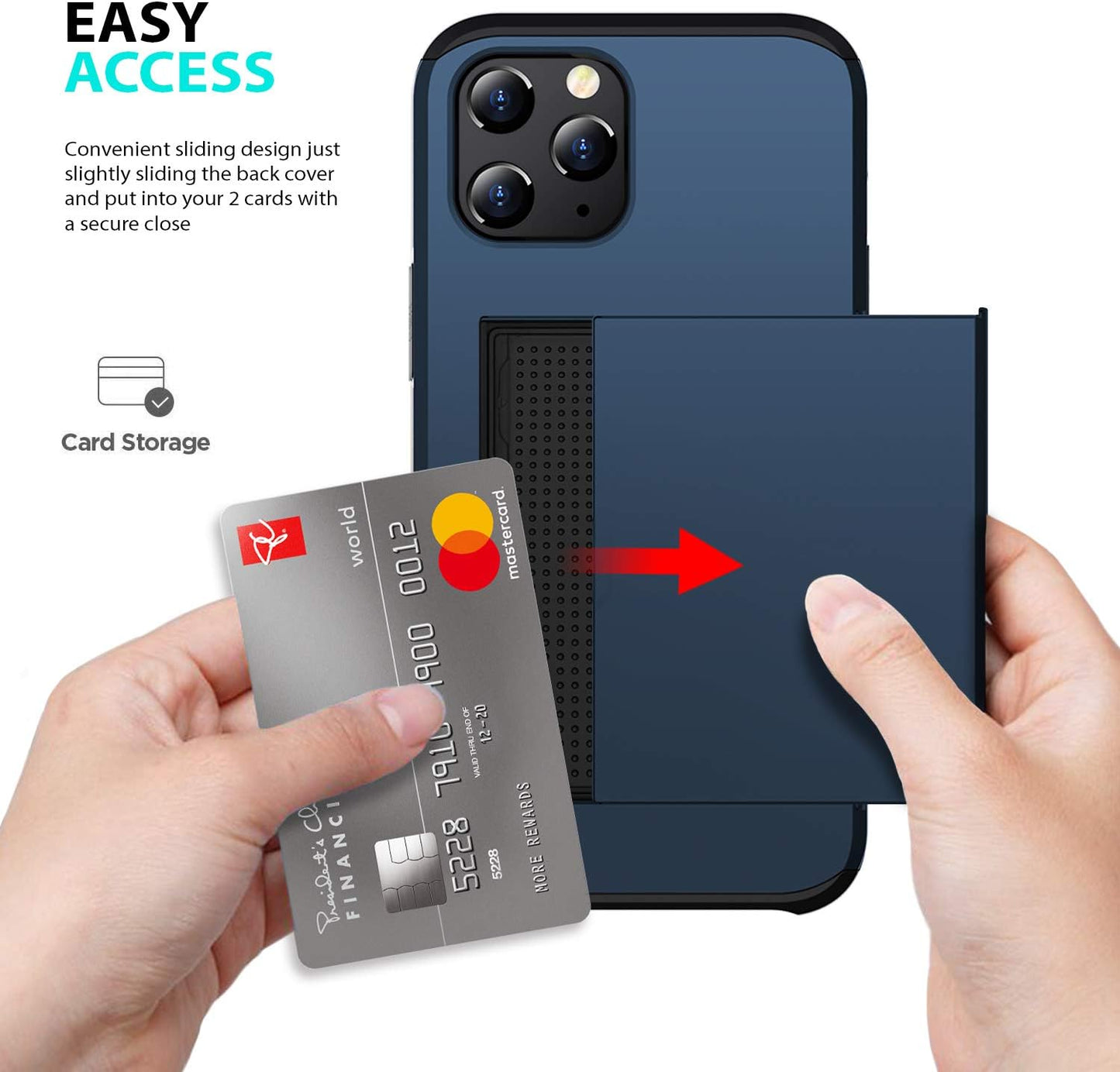 Zuslab Wallet Case Compatible with Apple Iphone 12 Pro Max, Cover with Card Holder, Shockproof anti Scratch Replacement for Iphone 12 Pro Max, with Screen Protector [X2Pack] Dark Blue  ZUSLAB   