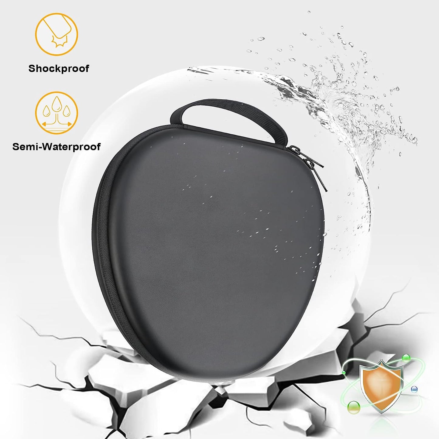 Canboc Hard Case for New Apple Airpods Max Headphone Supports Sleep Mode,Travel Carrying Storage Airpods Max Bag, Extra Space Fits Cable, Charger, Black  Canboc   