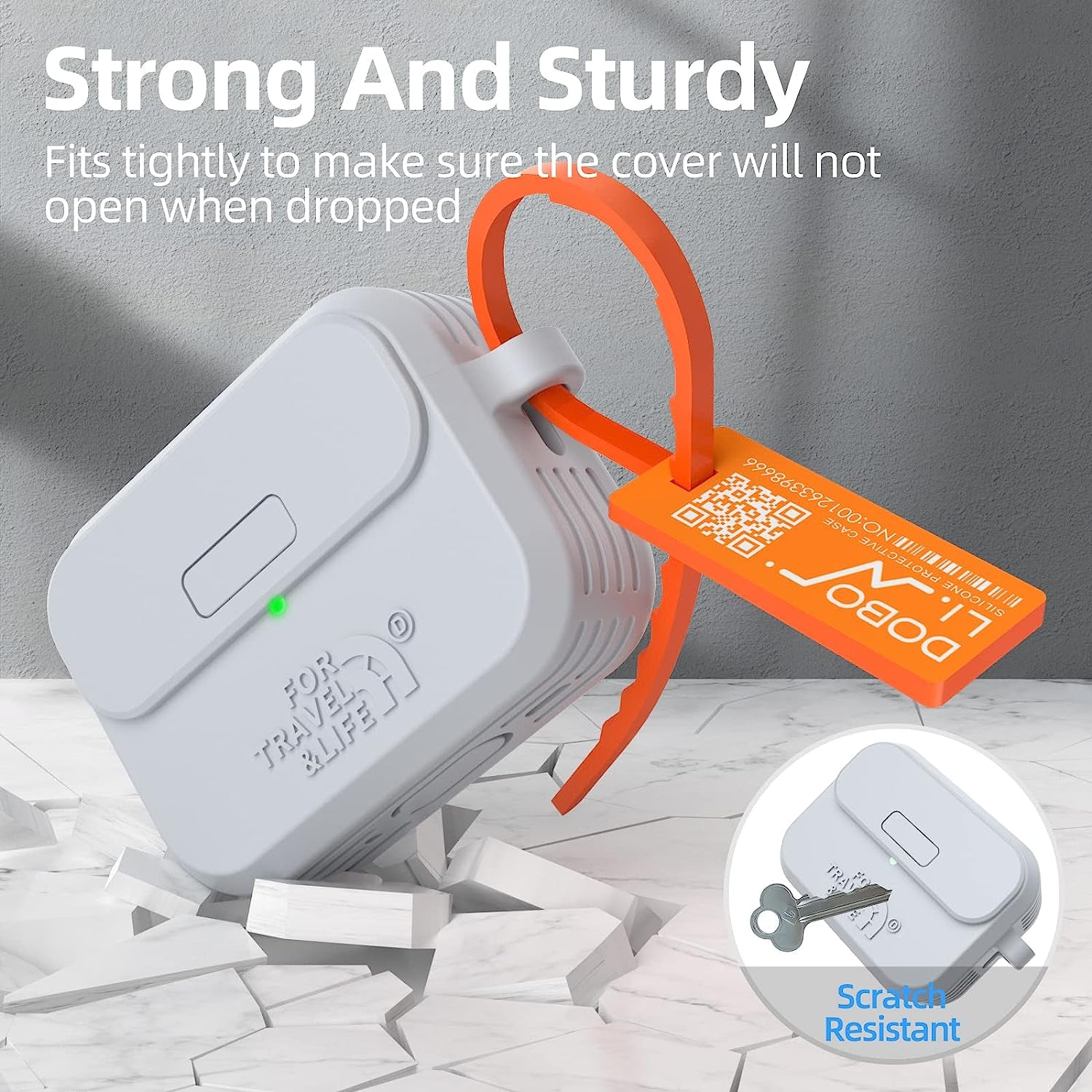 Airpods Pro 2Nd/1St Generation Case Cover,Secure Lock Full Protective Silicone Skin Accessories for Women Men with Apple Airpods Pro 2022/2019 Charging Case,Design by Doboli,Gray  Doboli   