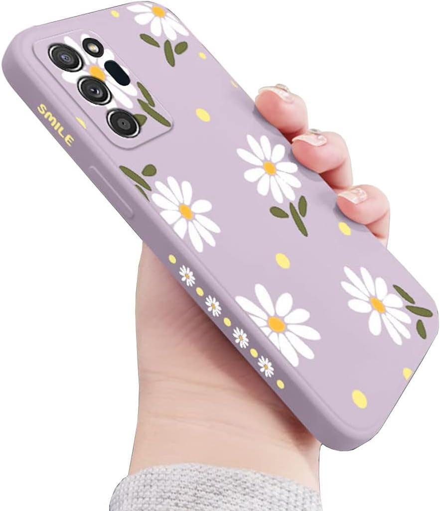 Sunswim for Galaxy Note 20 Ultra Case Cute Daisy Pattern Full Camera Lens Protection Shockproof TPU Bumper Liquid Silicone Protective Cover Phone Cases for Samsung Galaxy Note 20 Ultra 5G 6.9"-Black  Sunswim Purple  