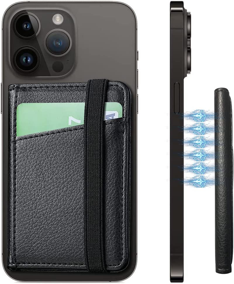 Magsafe Wallet Stand for Apple Iphone 14/13/12 Series, Samsung Galaxy Android Phones, Fit 6 Cards Mag Safe Card Holder, Magnetic Leather Phone Wallet for Iphone 14 Pro MAX/14 Pro/14 plus (Purple)  LINYUNE Black  