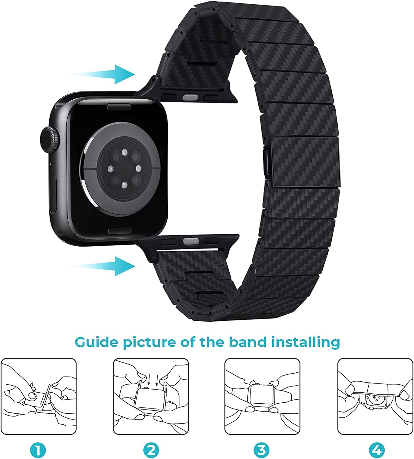 PITAKA Apple Watch Band Compatible with Apple Watch Ultra/8/7/6/Se/5/4/3/2/1, 100% Carbon Fiber Adjustable Apple Watch Ultra Band  PITAKA   