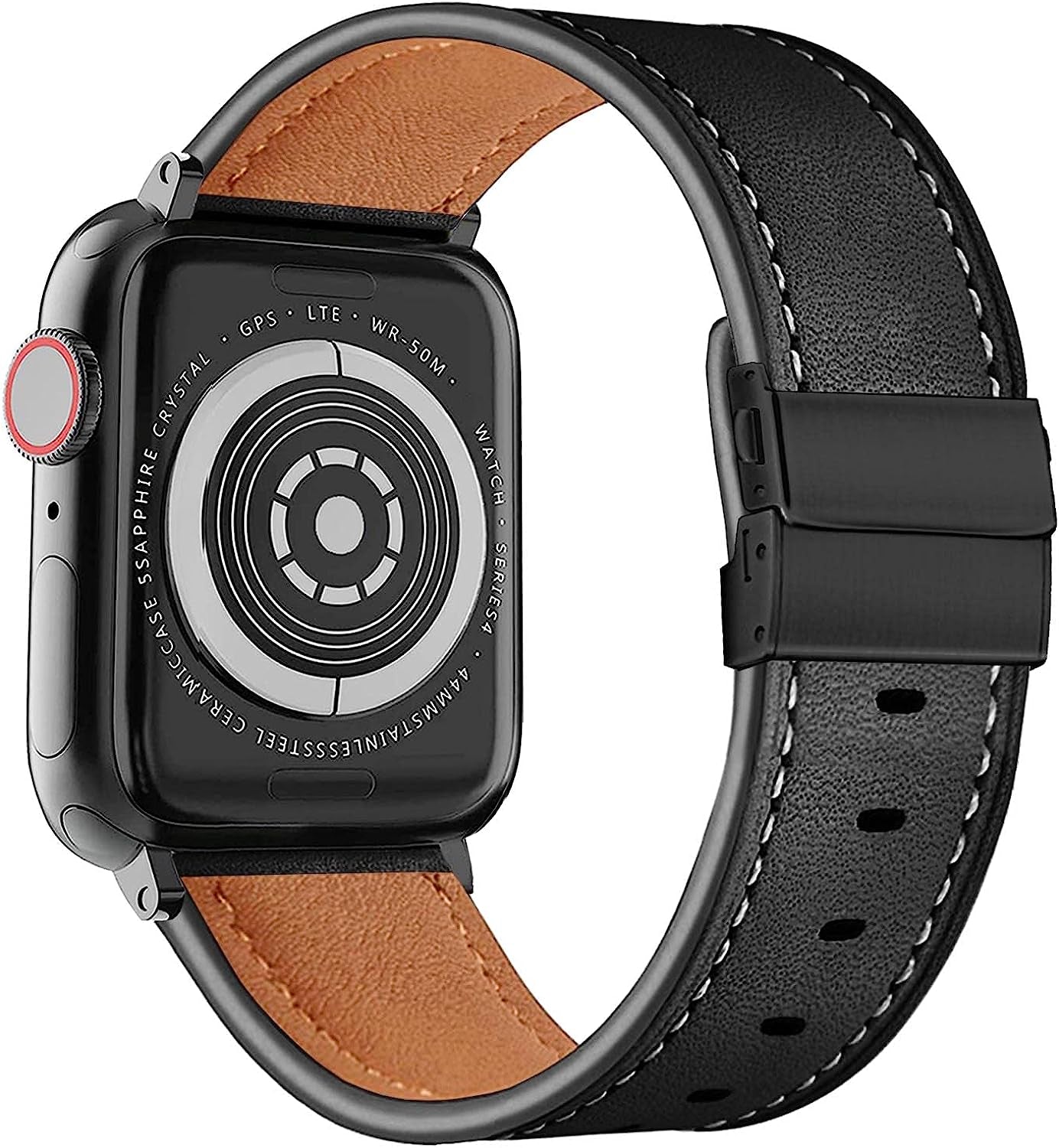 BOTOMALL Compatible with Apple Watch Ultra Band Leather 49/45/44/42Mm 41/40/38Mm Series 8 7 SE 6 5 4 3 2 1 Premium Vintage Leather Replacement Straps for Iwatch Men Women  BOTOMALL Z-Black 49mm 45mm 44mm 42mm 