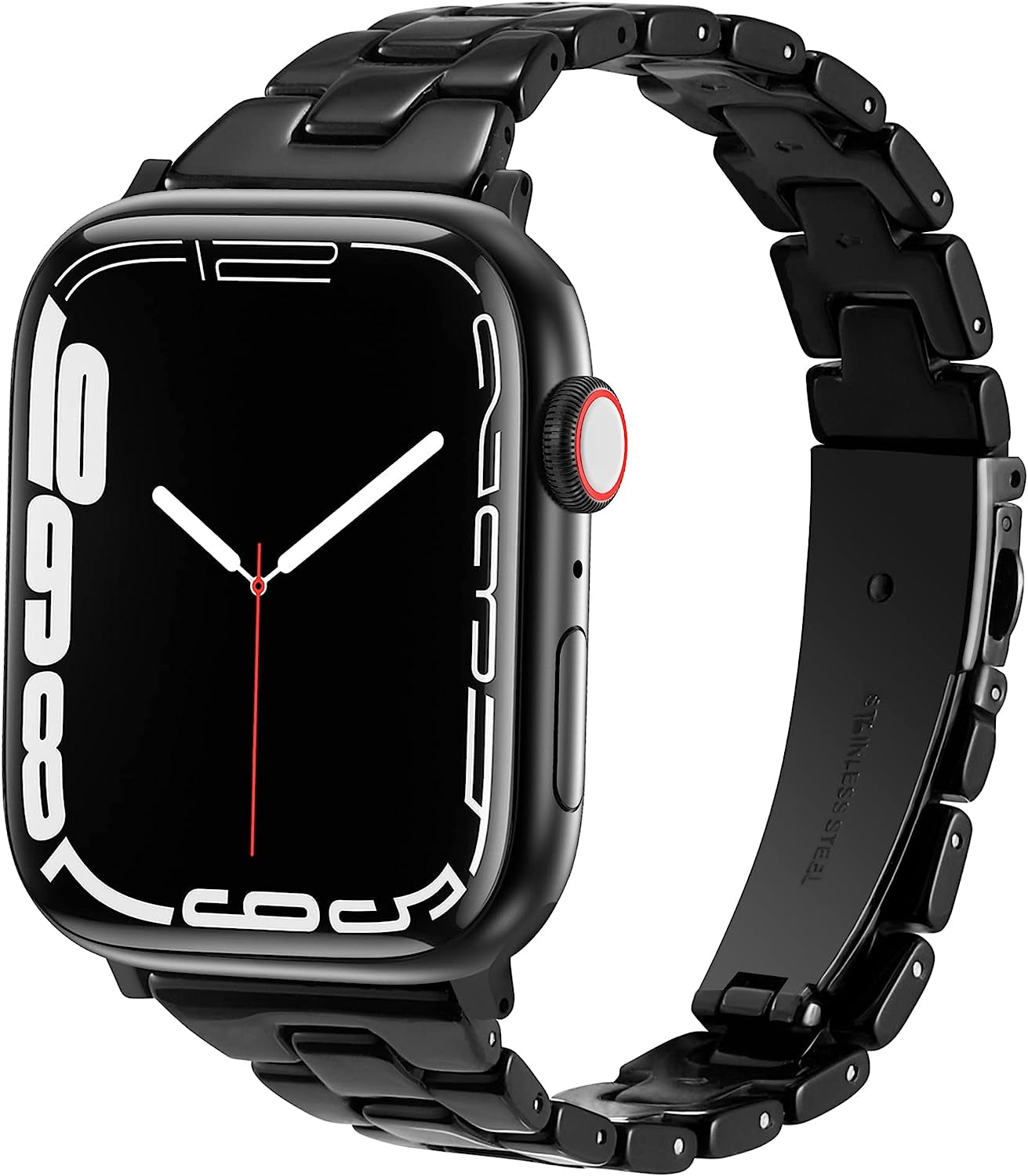 Slim Resin Bands Compatible with Apple Watch Band 38Mm 40Mm 41Mm 42Mm 44Mm 45Mm 49Mm Thin Light Strap with Stainless Steel Buckle Replacement Bracelet for Iwatch Ultra Series 8 SE 7 6 5 4 3 2 1  Arctime Black 38/40/41mm 
