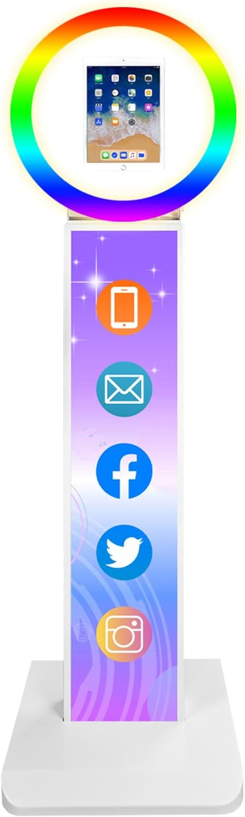 RXFSP Portable Photo Booth for 12.9" Ipad LCD Screen Selfie Machine Portable Metal Shell Adjustable Stand Photobooth Machine with RGB LED Ring Light for Wedding Halloween Christmas  RXFSP Ipad Photo Booth for 12.9"iPad 