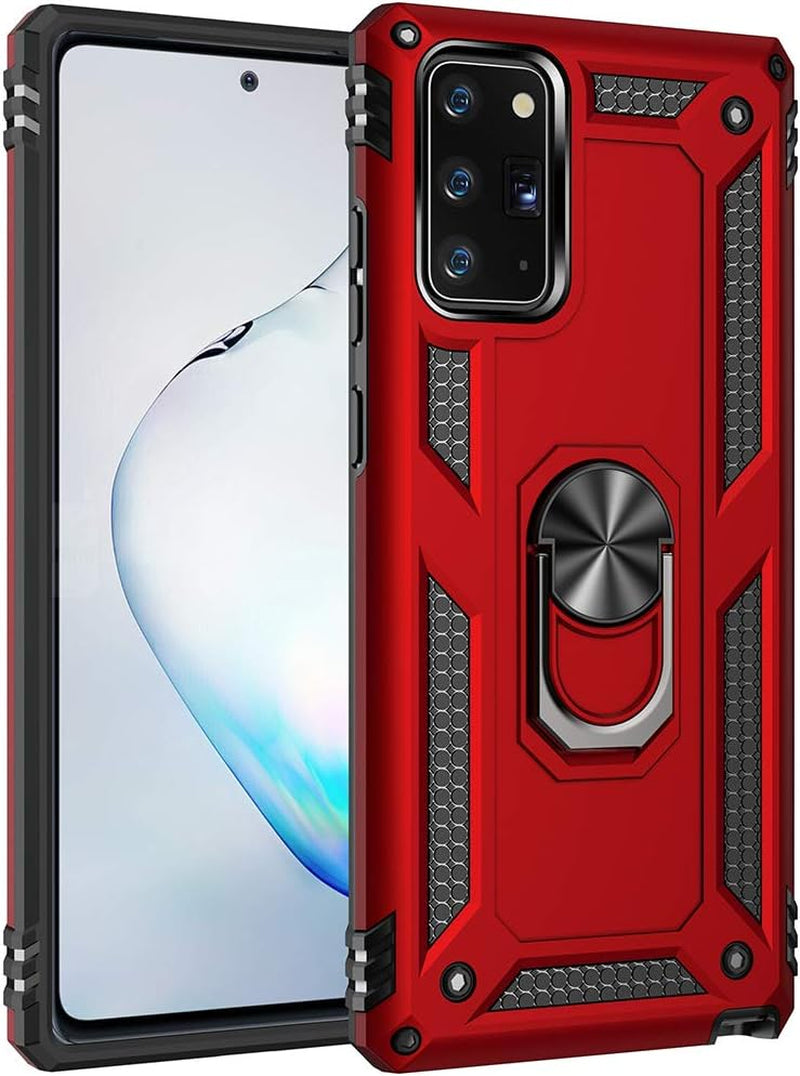 Military Grade Drop Impact for Samsung Galaxy Note 20 Case Note 20 5G Case 360 Metal Rotating Ring Kickstand Holder Armor Heavy Duty Shockproof Case for Galaxy Note 20 5G Phone Case (Sliver)  Dionsibei Red  