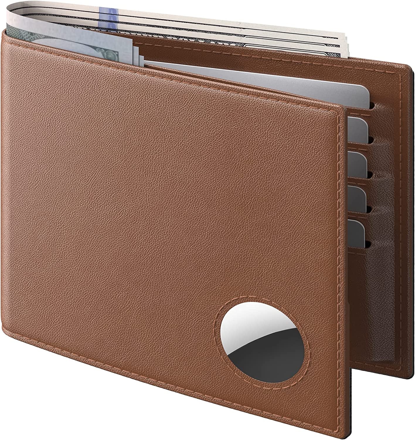 Men'S Leather Wallet with Stealth Pocket for Airtag | Top Grain Leather | Bifold | RFID Blocking | 8-16 Card Capacity | Bill Divider | ID Window | Hidden Pocket Compatible with Apple Air Tag (Black)  typecase   