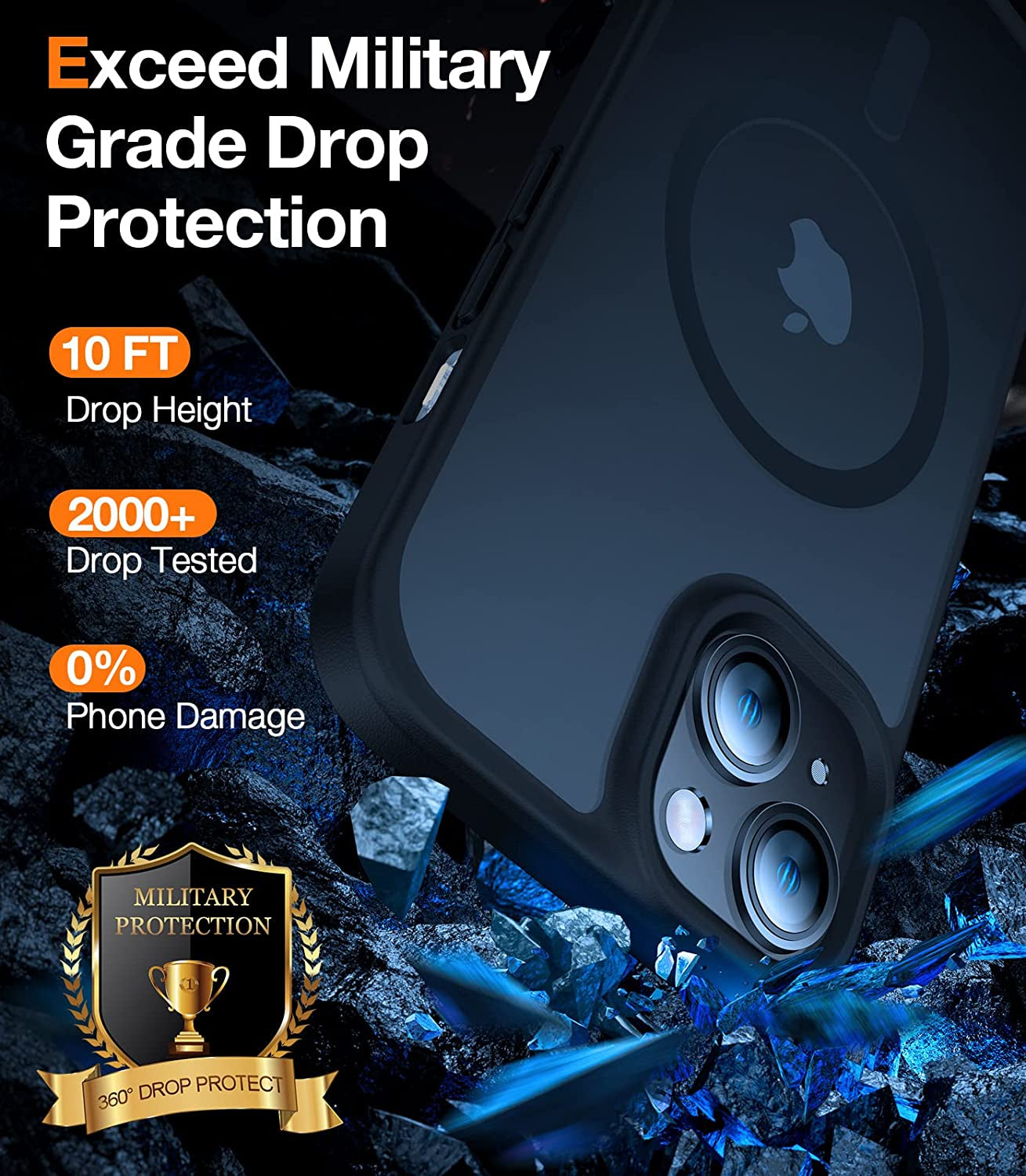 TORRAS 2023 New Magnetic for Iphone 14 Case for Iphone 13 Case - 10FT Military Grade Drop Tested, Compatible with Magsafe, Slim Protective Translucent Matte Phone Case for Iphone 14& Iphone13, Black  TORRAS   