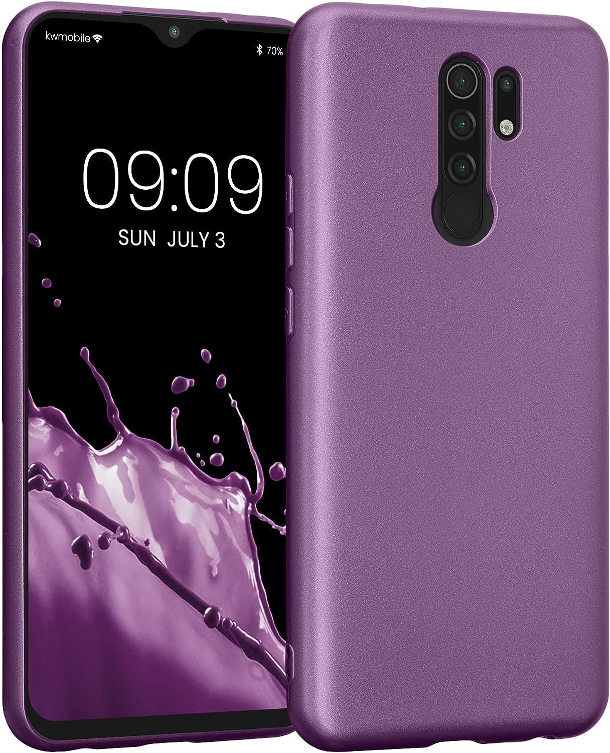 Kwmobile Case Compatible with Xiaomi Redmi 9 Case - Protective Slim TPU Phone Cover - Soft Matte Finish - Black Matte  KW-Commerce Metallic Lavender  