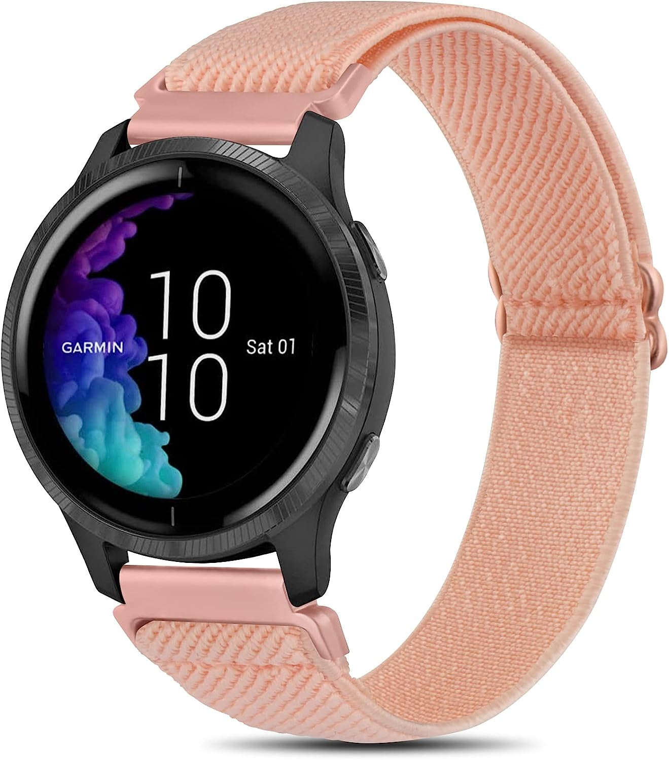 Wanme Bands for Garmin Venu / Vivoactive 3 Watch Band, 20Mm Adjustable Elastic Replacement Wristband Strap for Garmin Venu Sq, Vivoactive 3 Music, Forerunner 645 / 245 Music, Samsung Galaxy Watch 4 (Green Arrow)  Wanme Pink  