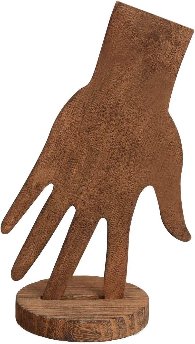MOOCA 6 Pcs Set Wooden Hand Form Jewelry Display Bracelet Ring Stand Holder, Wooden Mannequin Finger Hand Display, Wooden Hand Jewelry Display Holder, Brown  MOOCA   