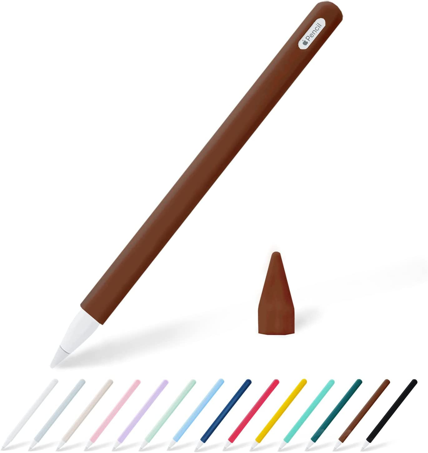 KELIFANG Silicone Case Sleeve Cover Compatible Apple Pencil 2Nd Generation, Cute Pink Protective Skin Holder Grip and Tip Cap Accessories Compatible Ipad Pro 11 12.9 Inch  KELIFANG Chocolate  