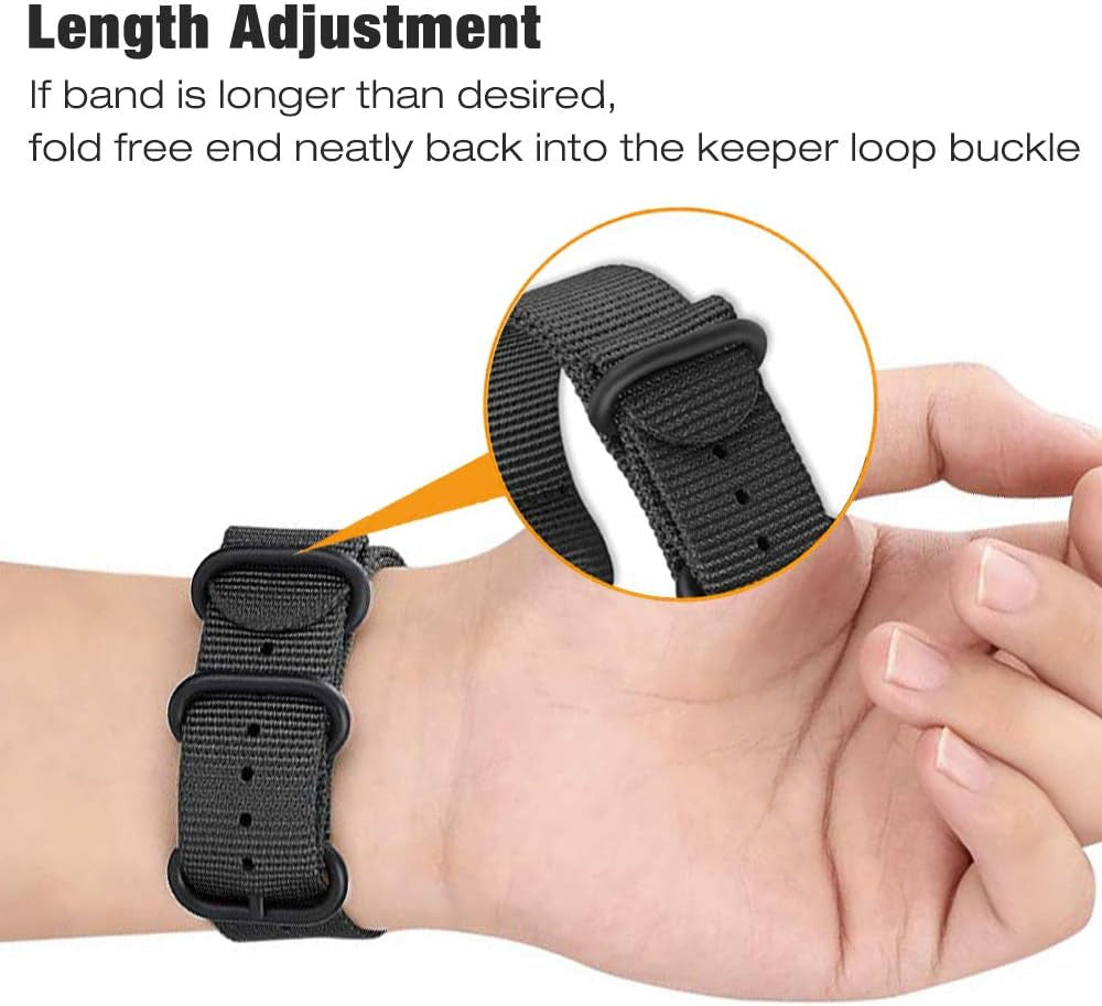 YOOSIDE Nylon Band for Fitbit Charge 3/Charge 4, NOTA Woven Nylon Band with Metal Stainless Steel Ring Wristband Strap for Fitbit Charge 4/4 Se(Black)  YOOSIDE   