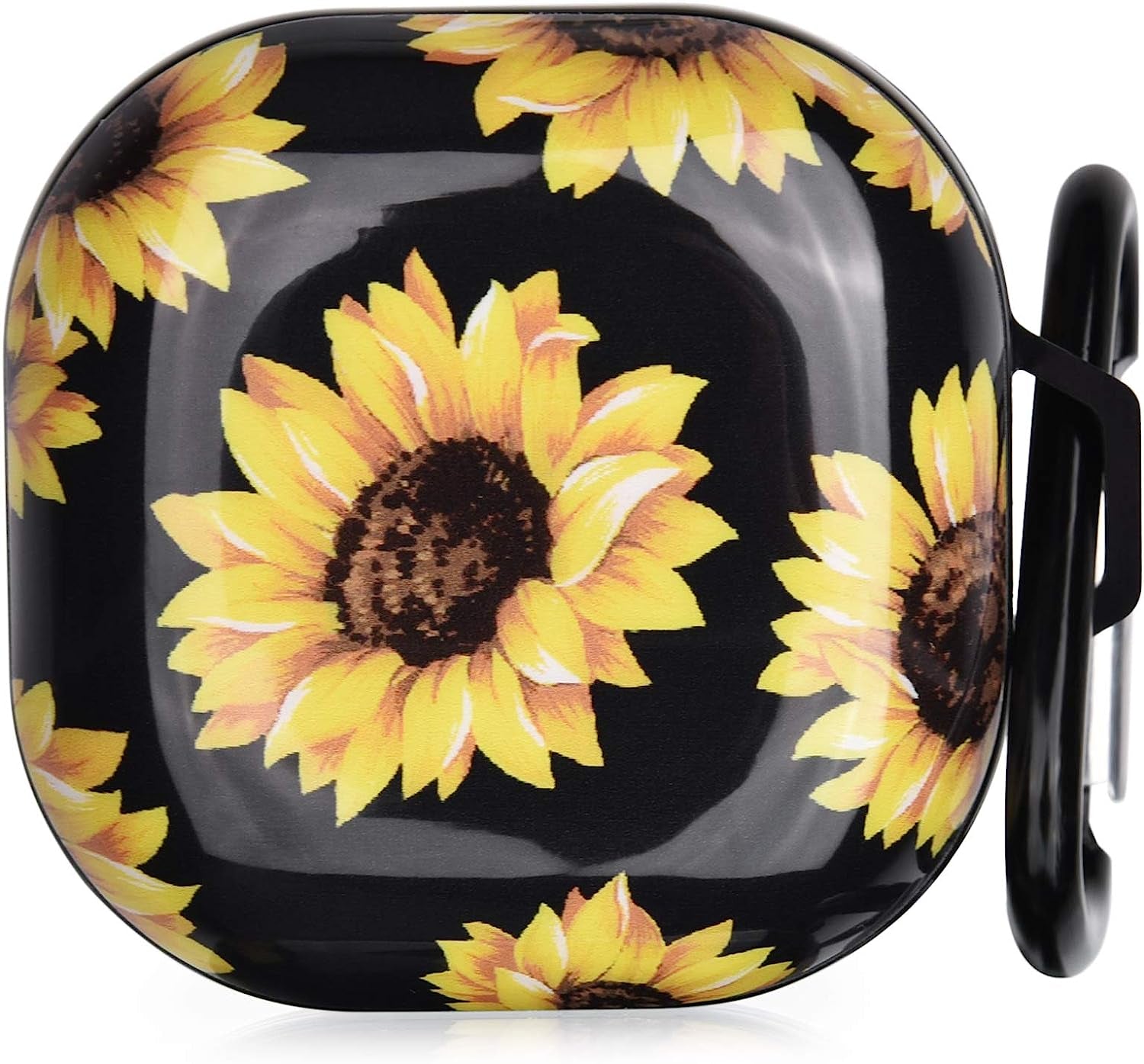 OLEBAND Galaxy Buds 2 Pro/Buds Live/Buds Pro/Buds 2 Case with Cute Pattern and Keychain Accessory,Hard Cover for Women and Girls,Colorful Marble  OLEB Black sunflower  