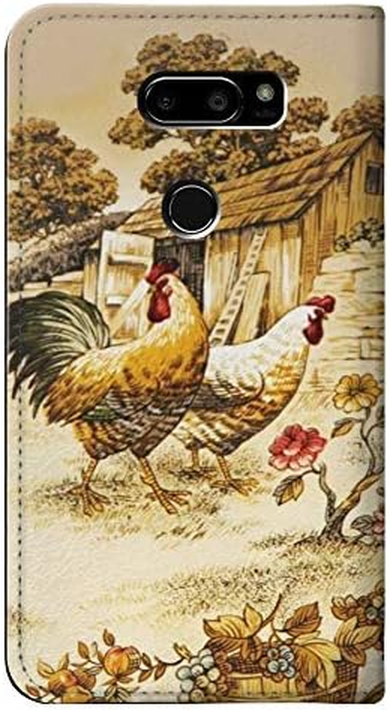 RW2181 French Country Chicken PU Leather Flip Case Cover for LG V30, LG V30 Plus, LG V30S Thinq, LG V35, LG V35 Thinq  jjphonecase   