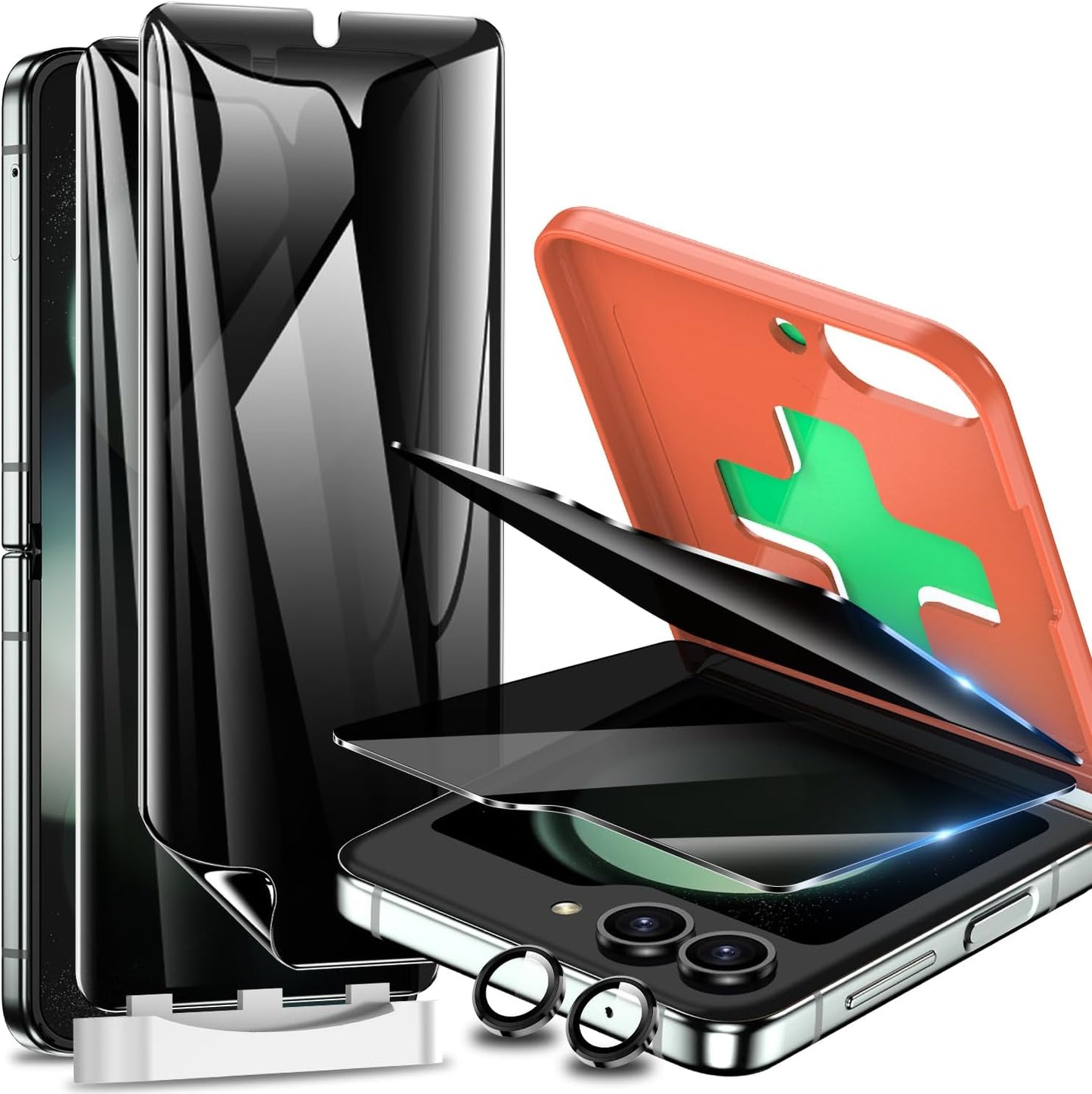 LYWHL [2+2 Pack] for Samsung Note 20 Ultra Privacy Screen Protector, [Support Fingerprint ID] Anti-Spy Black Full Adhesive Flexible Film + Camera Lens Glass Protector for Galaxy Note 20 Ultra  LYWHL Black Z Flip 5 