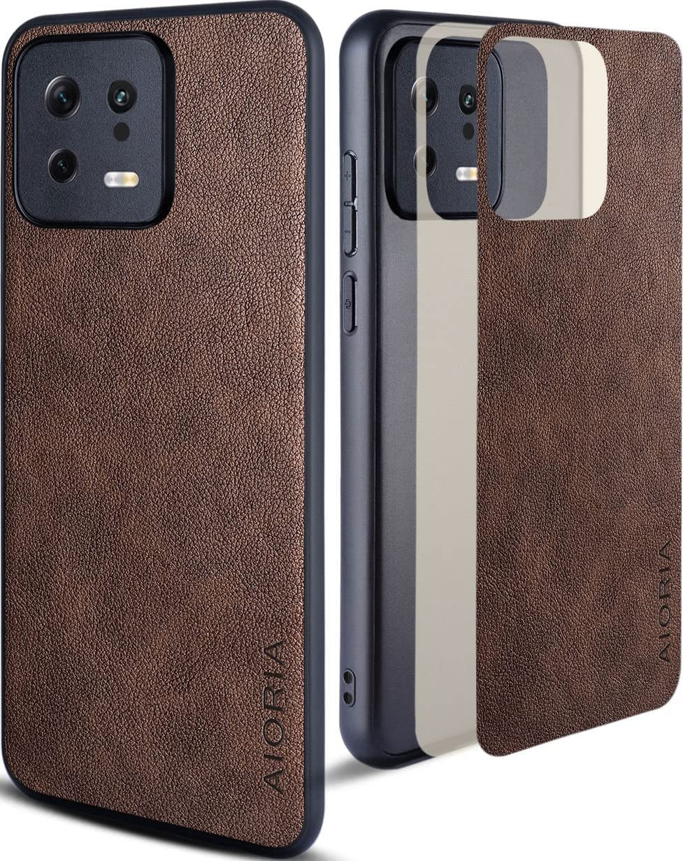 AIORIA for Xiaomi 13 Case, Premium Leather Phone Cover Retro Design Full Protective Case for Xiaomi 13 5G (Orange)  AIORIA Brown  