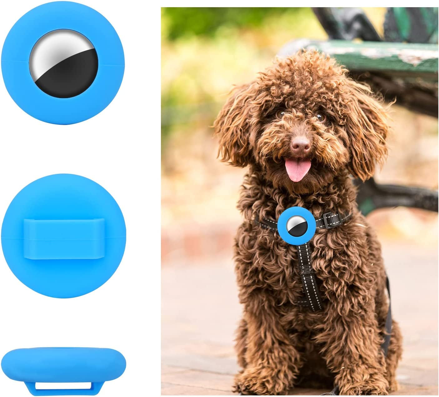 TOYMIS 2 Pcs Pet Collar Holders Compatible with Airtag, Silicone Cat Collar Holder Dog Collar Holder 3/8" Collar Tag Holders for Pets Dog Cat Children Elderly Bags (Black, Blue)  TOYMIS   