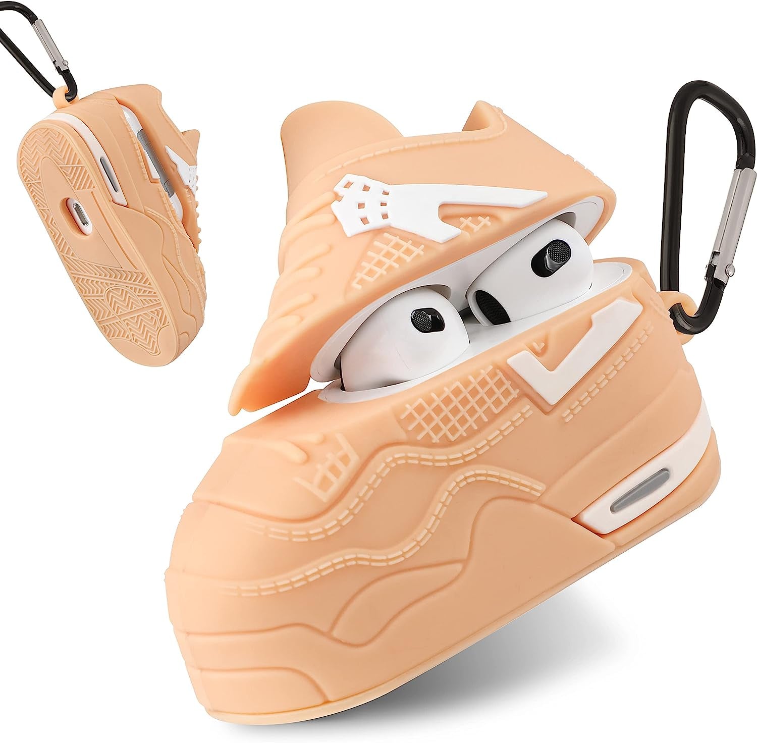 Oqplog for Airpod 3 3Rd Generation Case Luxury for Air Pods 3 (2021) Cases Cover Hypebeast Funny Design Fun 3D Cute Trendy Unique Fancy Fashion Soft Silicone for Men Boys Girls Teen (White Shoes)  Chuangyinian Beige Shoes  