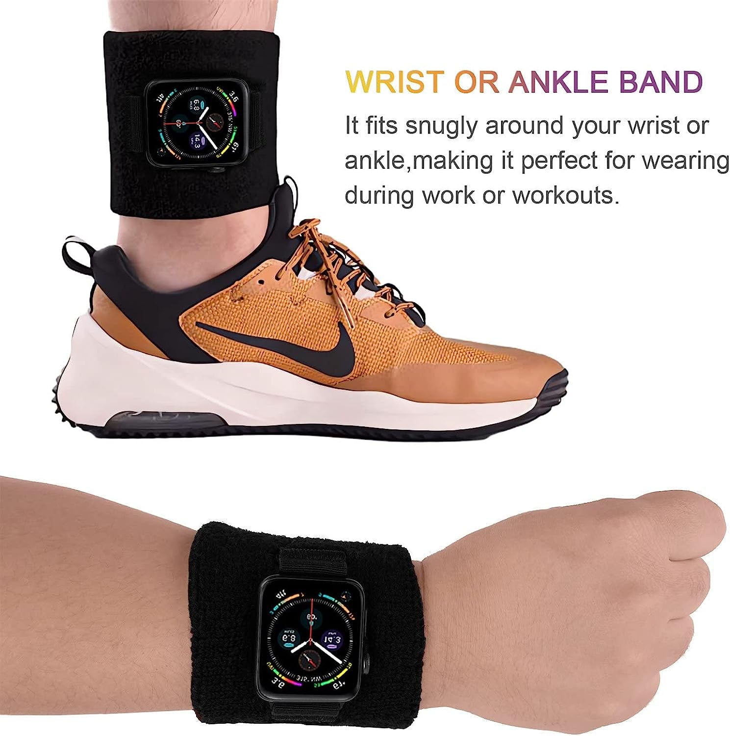 IFCASE Sport Sweatband Wrist/Ankle Band for Apple Watch 49Mm 45Mm 44Mm 42Mm 41Mm 40Mm 38Mm Iwatch Series Ultra 8 7 6 5 4 3 2 SE, Unisex Wristband/Ankleband  IFCASE   