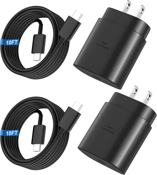 Super Fast Charger Type C, 25W USB C Wall Charger for Samsung Galaxy S23 Ultra/S23/S23+/S22/S22 Ultra/S22+/S21 Ultra/S20 Ultra/Note 20/Note 10/Z Fold 3 with 10FT Cable 2Pack  SHENZHEN XUAN YANG TECHNOLOGY CO LTD   
