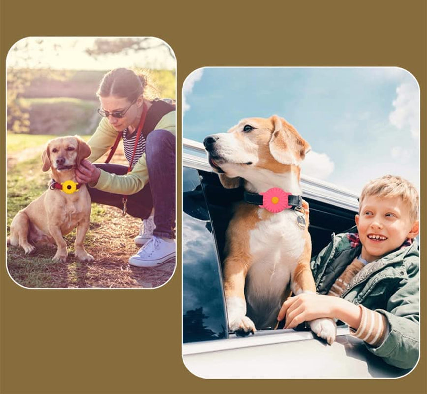 (2 Packs) Dog Collar Holder Compatible for Airtag,Protective Cases Covers Cat Collar Holder Silicone Waterproof  Doweiss   