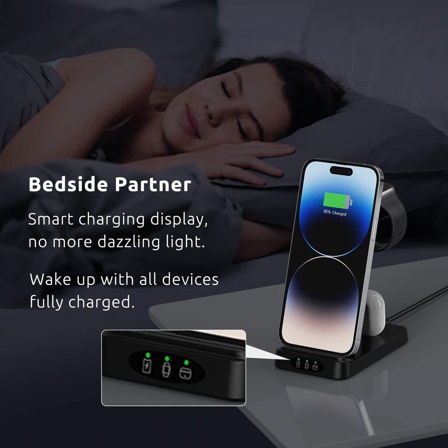 Charger Station for Apple Multiple Devices, 3 in 1 Fast Wireless Charging Dock Stand for Apple Watch 8 7 6 SE 5 4 3 2 Iphone 14 13 12 11 Pro X Max XS XR 8 7 plus 6S 6 Airpods 1 2 3 Pro with Adapter  Shenzhen Midason Technology Co.,Ltd   