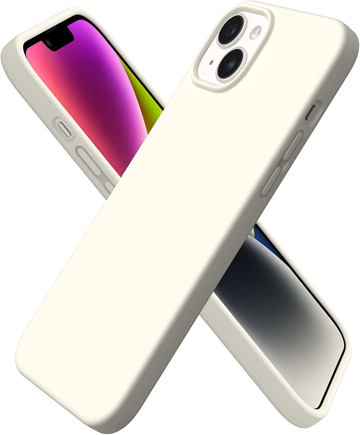 ORNARTO Compatible with Iphone 14 plus Case 6.7, Slim Liquid Silicone 3 Layers Full Covered Soft Gel Rubber Case Protective Cover 6.7 Inch-Baby Yellow  ORNARTO Starlight  