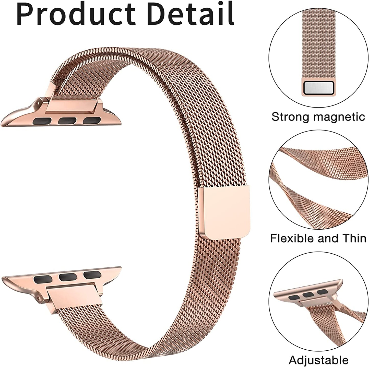 CTYBB for Apple Watch Band Series Ultra SE 8 7 6 5 4 3 2 1 38Mm 40Mm 41Mm 42Mm 44Mm 45Mm 49Mm, Stainless Steel Slim & Thin Mesh Magnetic Clasp Strap Women and Girl Replacement Band for Iwatch  DMORI   