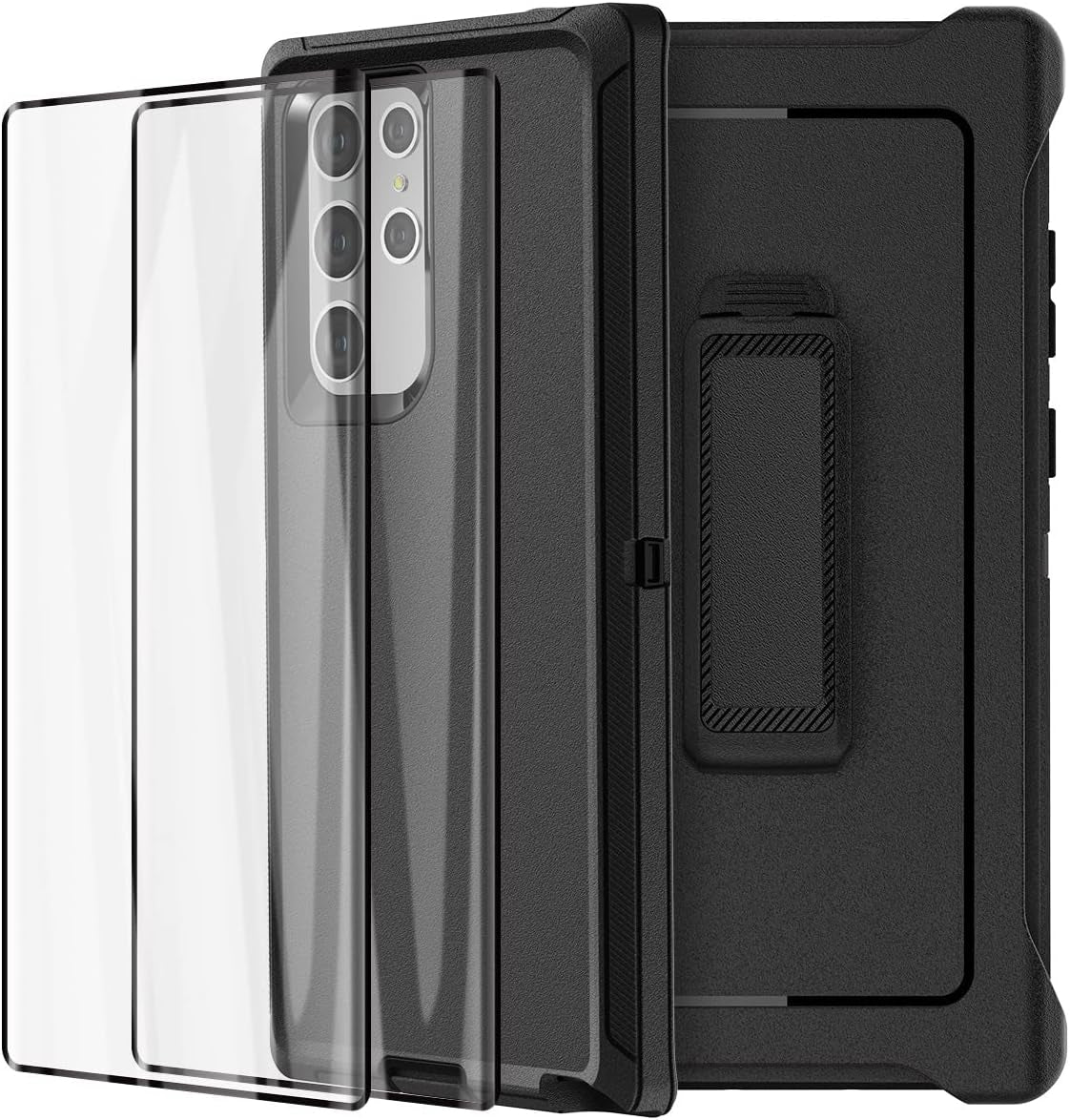 Aicase for Galaxy S22 Ultra Case,Heavy Duty 3-Layer Rugged Pocket-Friendly Phone Case,Durable Military Grade Protection Shockproof/Drop Proof/Dust-Proof Protective Cover for Samsung S22 Ultra 6.8“  AICase Black With Belt Clip  