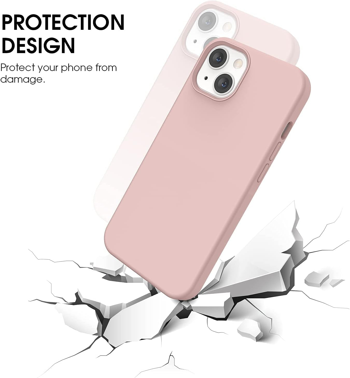 ABITKU Compatible with Iphone 13 Case 2021, Liquid Silicone Soft Gel Rubber Full Coverage Body [With Screen & Camera Protection] Shockproof Drop Phone Case Cover 6.1 Inch (Pink)  ABITKU   