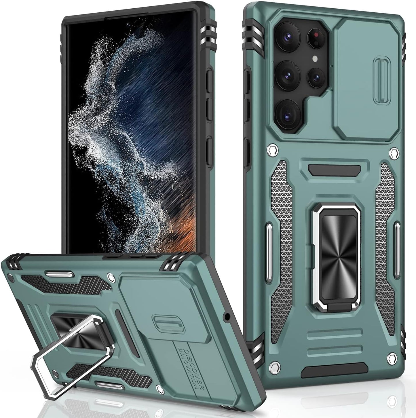 LUMARKE Galaxy S22 plus Case with Camera Cover,Samsung S22 plus Cover Pass 16Ft Drop Test Military Grade Heavy Duty Protective Phone Case with Kickstand for Samsung Galaxy S22 plus Black  LUMARKE Pale Green Galaxy S22 Ultra 6.8''-L 