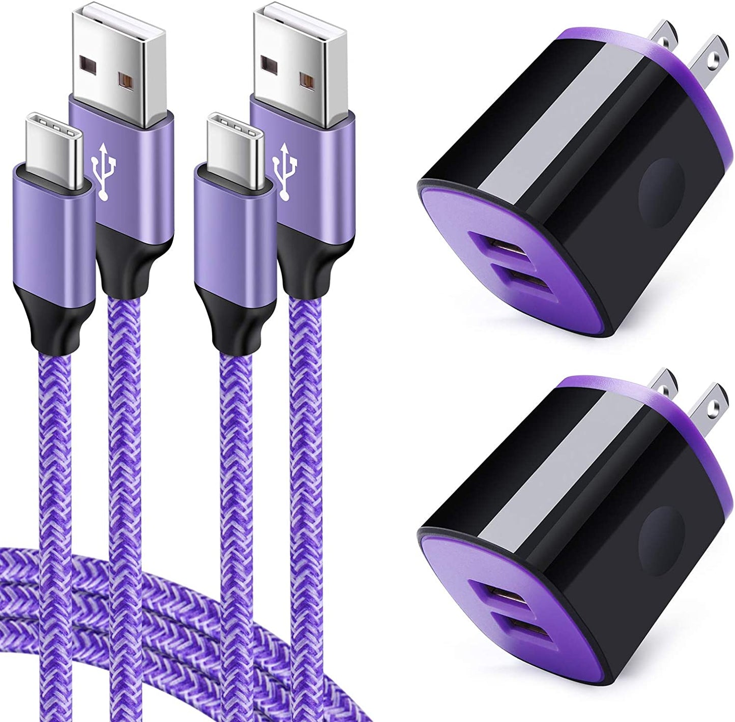 USB Wall Charger Fast Charging for Samsung Galaxy S23/S22/S21+/S20 Fe/S10E/S9/S8,Note 20 Ultra,A14/A50/A20/A21/A51/A71/A10E/A11/A13/A23/A53,Moto G Power/G Stylus/G Fast,Phone Charger Head,Type C Cable  Shenzhen Putuo Technology Co.,Ltd Purple  