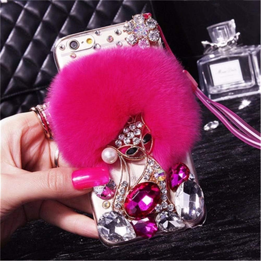 Case for LG G8 Thinq, 3D Handmade Luxury Civet Cats Fluffy Rabbit Fur Sparkle Stunning Stones Crystal Rhinestone Bling Diamond Glitter Case for LG G8 Thinq (Z01)  RB-CASE Z04 Lg G8 Thinq 