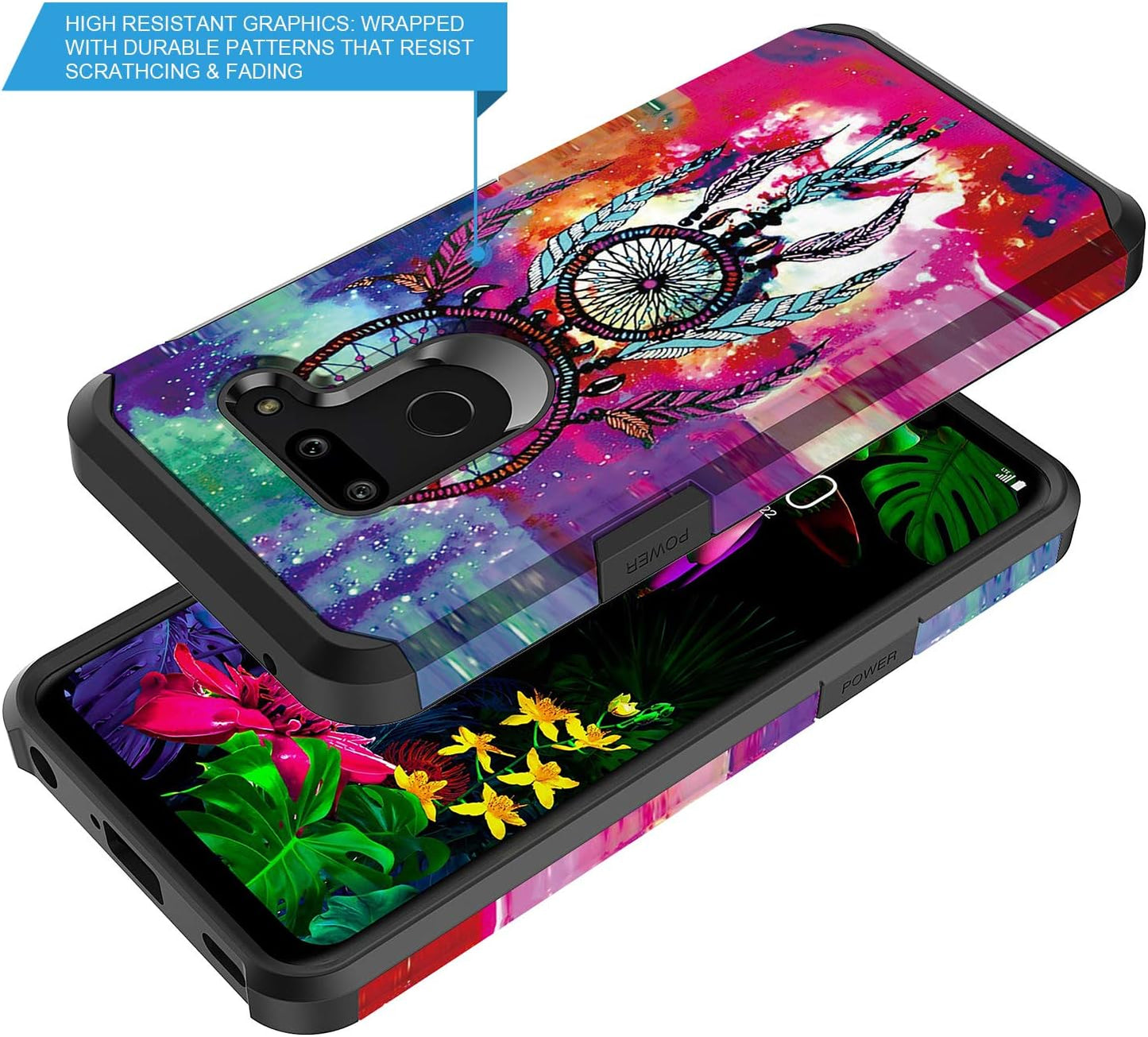 Rosebono Compatible with LG G8 Thinq Case, Slim Hybrid Dual Layer Shockproof Hard Cover Graphic Cover Armor Case for LG G8 Thinq (Dream Catcher)  Rosebono Fashion   