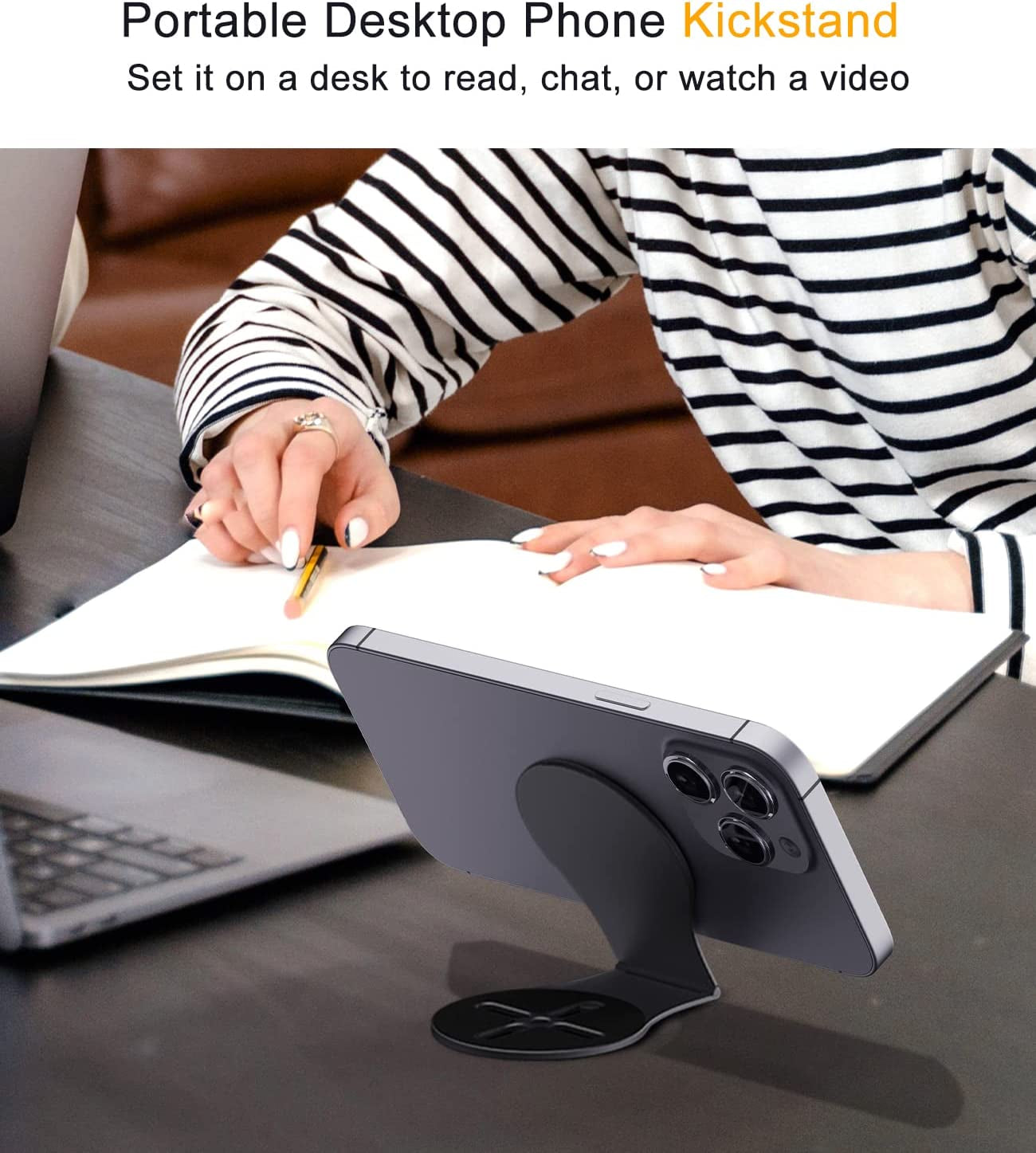 Jkoailiwi Multifunctional Magnetic Phone Holder for Laptop/Continuity Camera/Tripod/Tesla, Foldable Monitor Slim Side Webcam Mount, Portable Desktop Kickstand for Magsafe Iphone 14/13/12 & All Phones  Jkoailiwi   