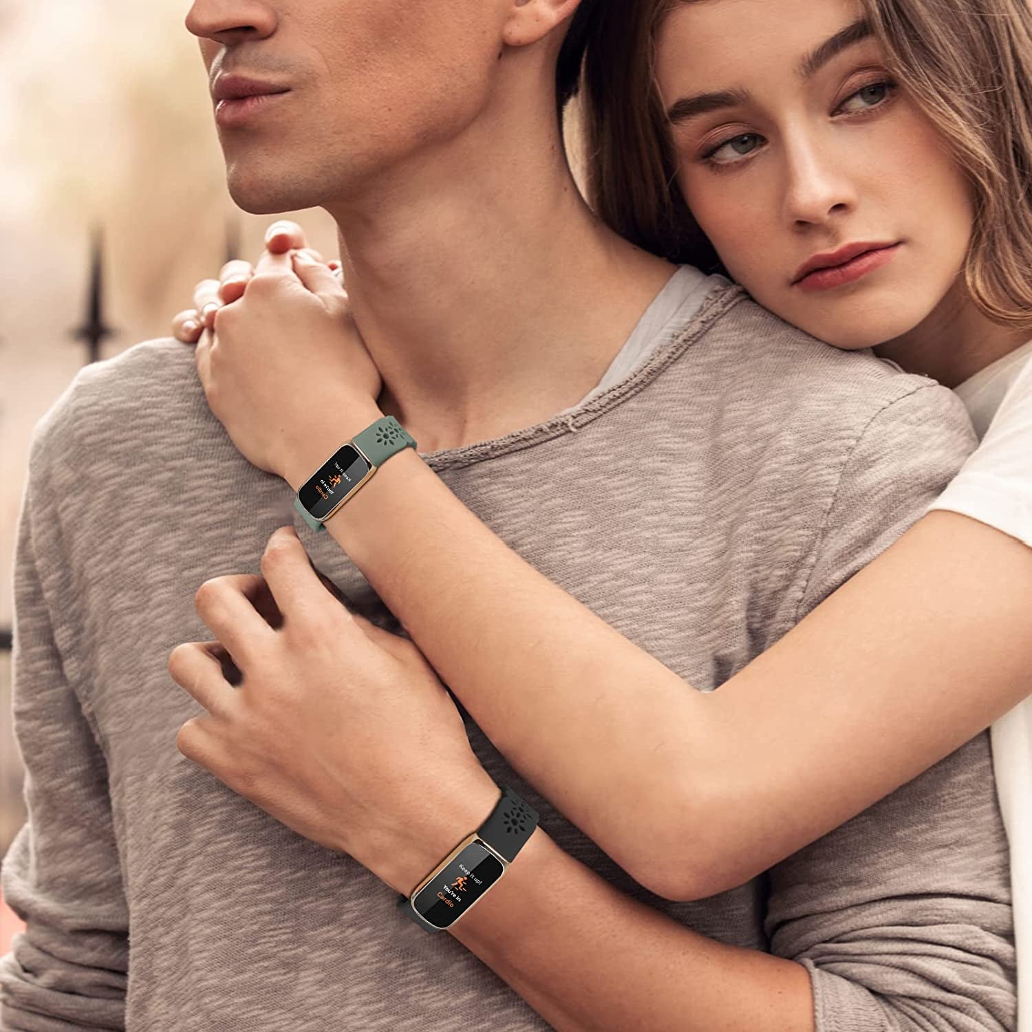 3 Pack Slim Sport Bands Compatible with Fitbit Luxe Band for Women, Soft Silicone Lace Thin Hollow-Out Replacement Wristbands Breathable Bands for Fitbit Luxe Fitness Smart Watch  Wewatri   