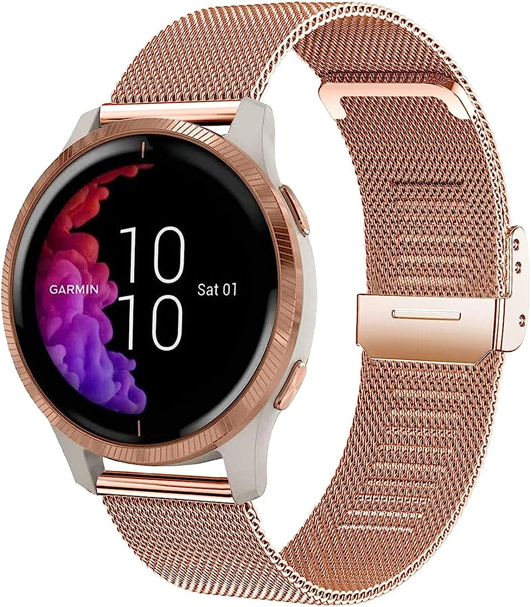 Krudary Bands Compatible with Garmin Venu/Venu SQ, Mesh Woven Stainless Steel Watch Band Metal Bracelet for Garmin Vivoactive 3, Vivomove 3/Style/Luxe  Krudary   