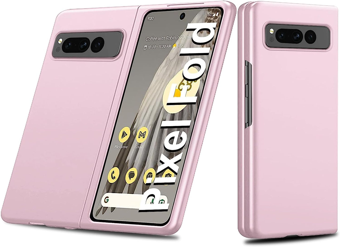 For Google Pixel Fold Case 2023 New, 2 in 1 Ultra Slim Lightweight Anti-Drop Wear-Resistant PC Material Hard Flip Cover for Google Pixel Fold 5G Heavy Duty Protective Phone Case (Black)  Giyer Pink  