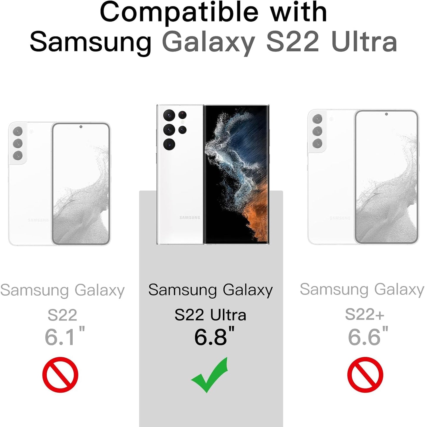 Jetech Case for Samsung Galaxy S22 Ultra 5G 6.8-Inch, Non-Yellowing Shockproof Bumper Protective Phone Cover, Anti-Scratch Hard PC Back (Clear)  JETech   