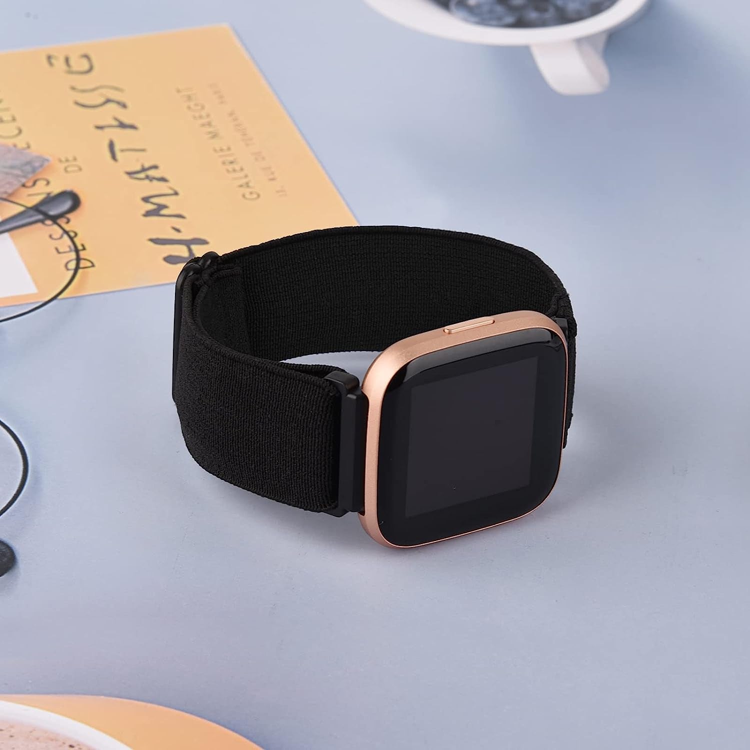 2 Pack Elastic Bands Compatible with Fitbit Versa 2 / Versa/Versa Lite/Versa SE for Women Men, Adjustable Nylon Sport Stretchy Wristband for Fitbit Versa/Versa 2 (Black+Leopard)  Meliya   