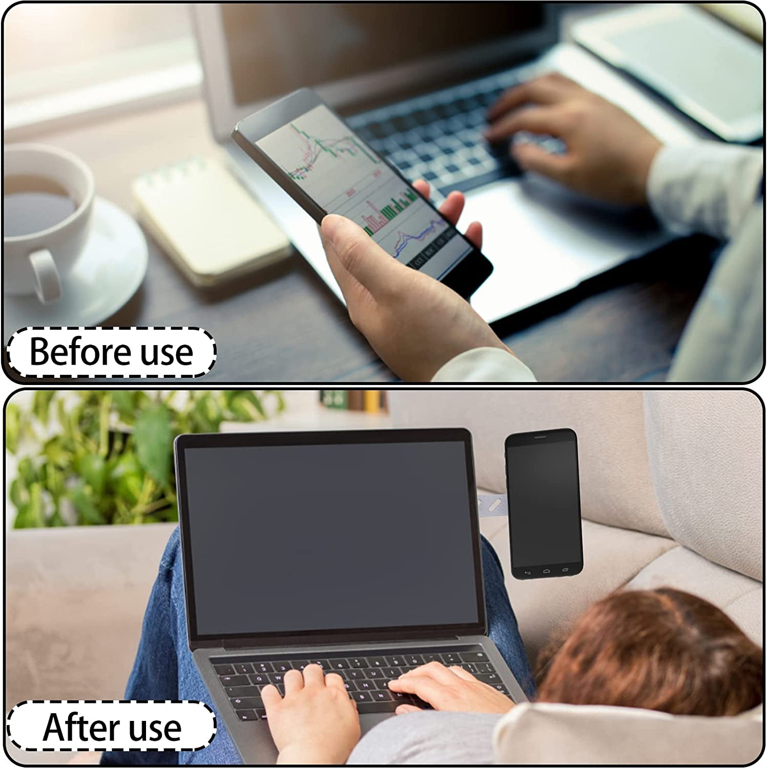 Magnetic Phone Holder, Adjustable Laptop Stand, Foldable Laptop Side Mount Clip, Slim Portable Computer Expansion Bracket Compatible with Any Phone, Silver  SIXGOD   