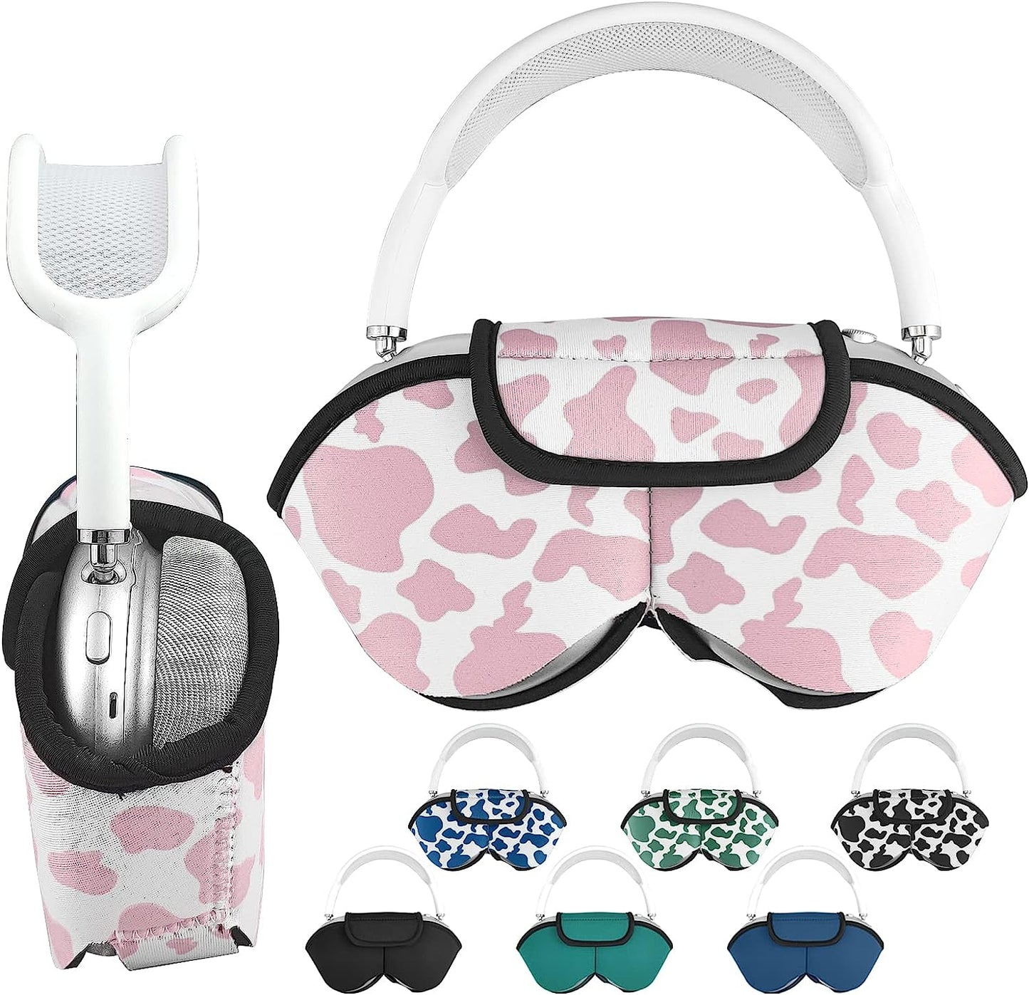 Aiaabq for Airpods Max Case Cover for Dust and Scratch Headphones Protective Case,Soft Shell with Built-In Pockets to Store Accessories. Compatible with Apple Airpods Max Case  Aiaabq Pink cow  