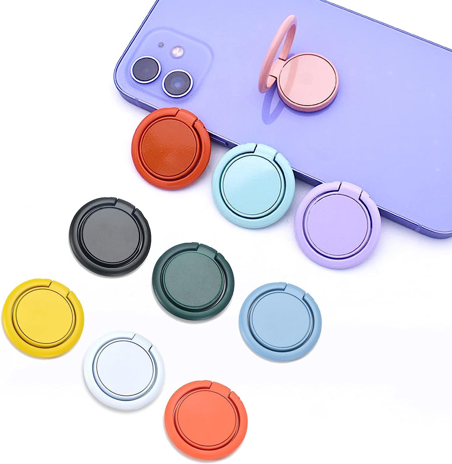 [2 Pack] Matte Finish round Ultra-Thin Cell Phone Ring Holder Stand,360 Degree Rotation and 180 Degree Adjustable Finger Ring Kickstand with Frosted Metal Phone Grip (Black)  Wansurs   