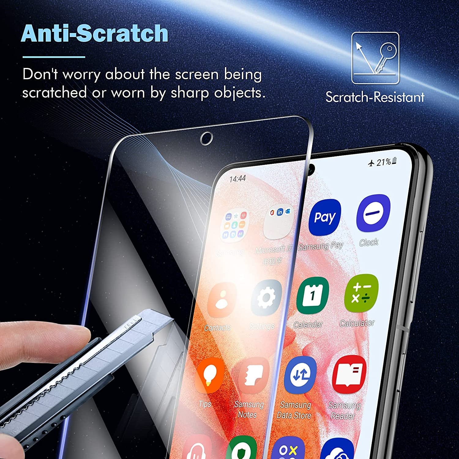 LK 2 + 2 Tempered Glass Screen Protectors Compatible with Samsung Galaxy S21 Anti-Scratch and Bubble-Free, Contains 2 Screen Protectors and 2 Rear Camera Protectors with Installation Frame (Ultra HD)  LK   