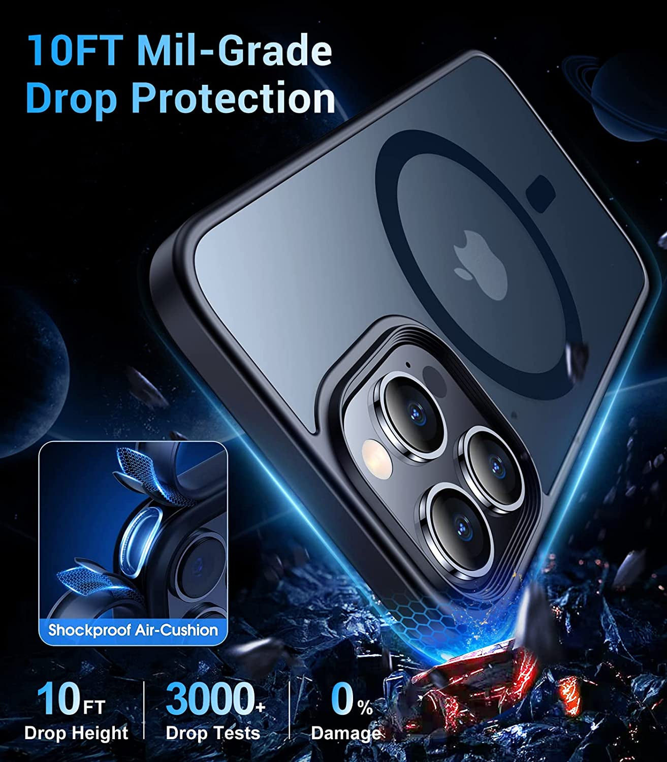 Temdan Magnetic Case for Iphone 14 Pro Max Case, [Compatible with Magsafe] [2Pcs Tempered Glass Camera Protector & Screen Protector] Slim Translucent Matte Shockproof Case for Iphone 14 Pro Max 6.7"  Temdan   