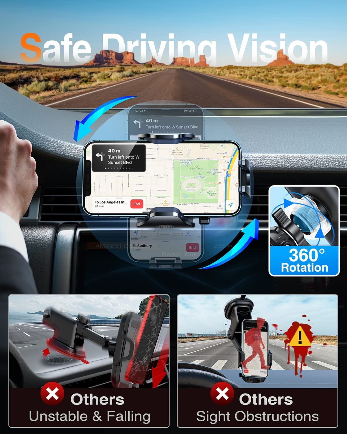 [Upgraded] VANMASS BEST Car Vent Phone Holder Mount Compatible for Iphone 14 13 Pro Max 12 11 X Xr Xs 8 7 plus Mini Se Android Mobile Cell Smartphone Universal Vehicle Handsfree Easy Clamp Clip Cradle  VANMASS   